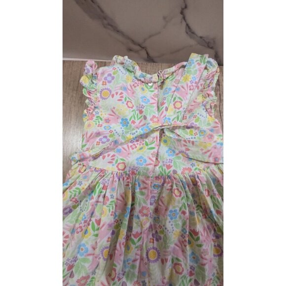 Bonnie Jean Girls Floral Sleeveless Dress Size 4 With Ruffle Details & Button Ba - Picture 4 of 8